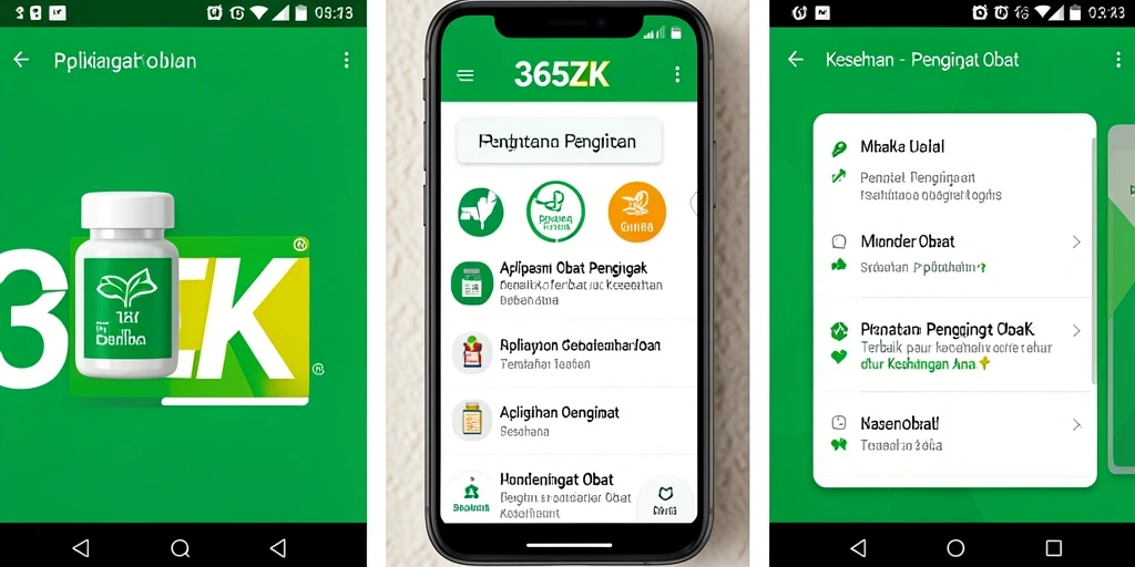 Tampilan antarmuka 365ZK untuk Pengingat Obat yang intuitif dan mudah digunakan.