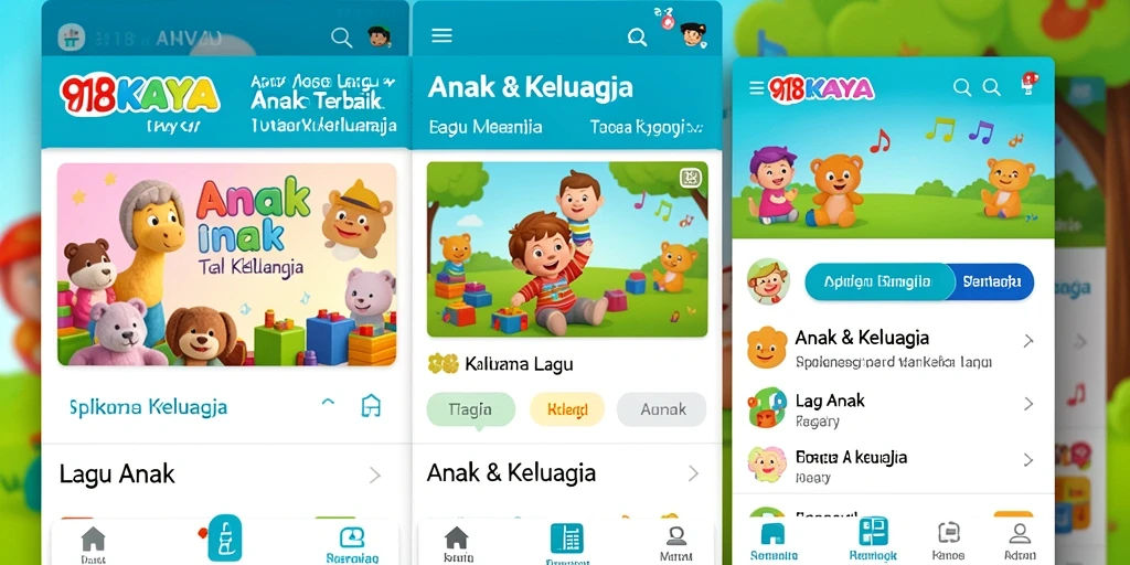 Tampilan antarmuka aplikasi 918KAYA yang ceria dan interaktif untuk anak-anak.