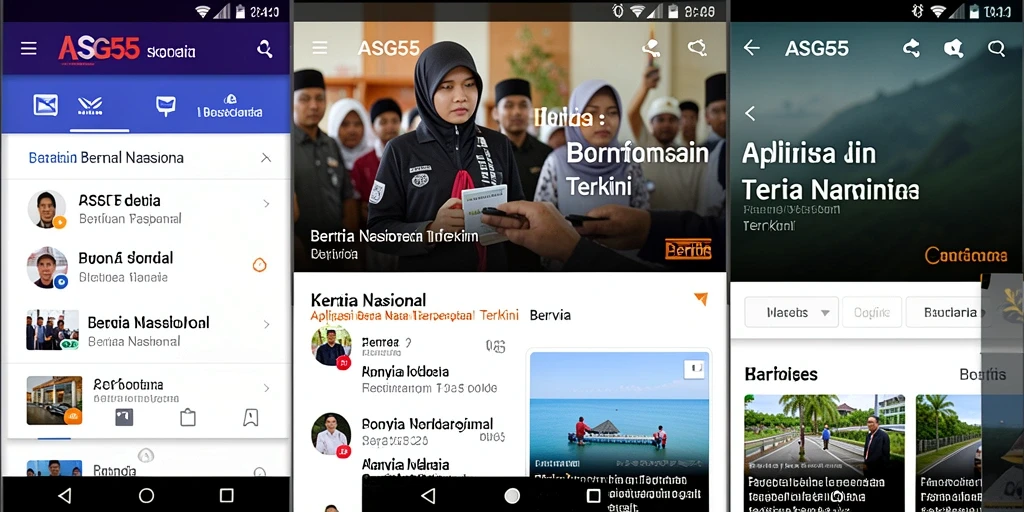 Tampilan aplikasi ASG55 dengan berita terbaru dan interface yang menarik.