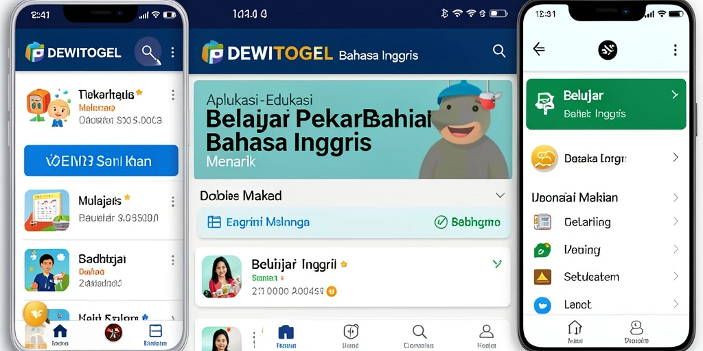 Antarmuka DEWITOGEL yang intuitif untuk belajar bahasa Inggris.