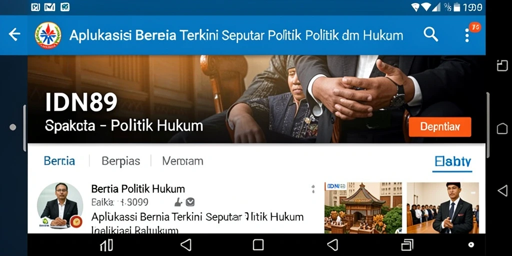 Antarmuka utama IDN89 menampilkan berita politik dan hukum terkini.