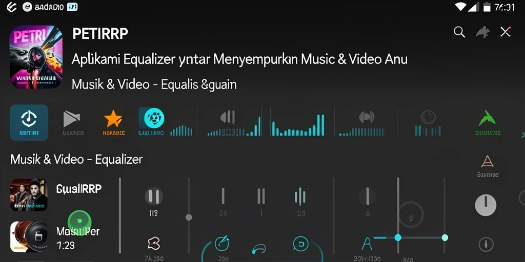 Tampilan antarmuka aplikasi PETIRRP dengan fungsi Equalizer yang menarik.