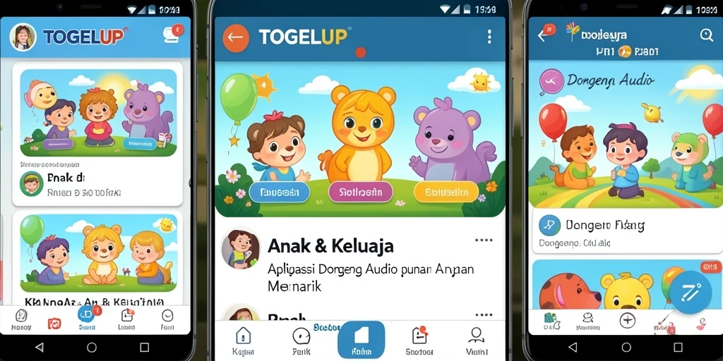 Antarmuka TOGELUP yang menarik dan mudah digunakan untuk mendengarkan dongeng.