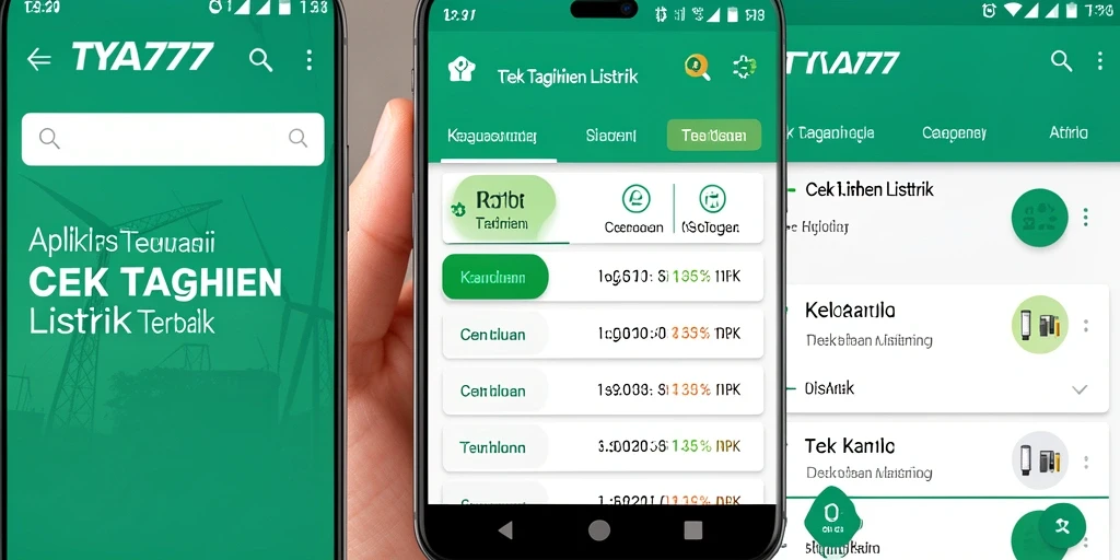 Tampilan antarmuka TYA777 untuk cek tagihan listrik yang informatif.